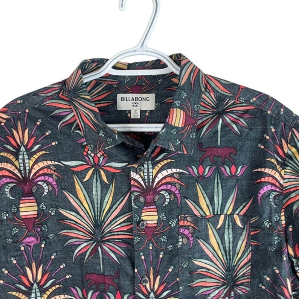 Billabong Mens Hawaiian Shirt Medium Colorful Lightweight Cotton S/S Button Up - Picture 2 of 6